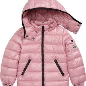 Moncler Girls Bady Giubbotto Puffer Jacket in Pink with Hood